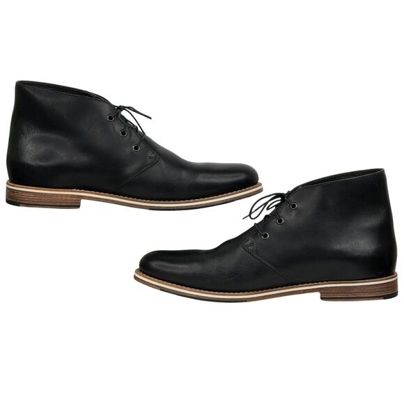 Helm Men's Declan Chukka Boots Natural Leather Black Sz 12 M Lace Up Modern NEW - Picture 2 of 11